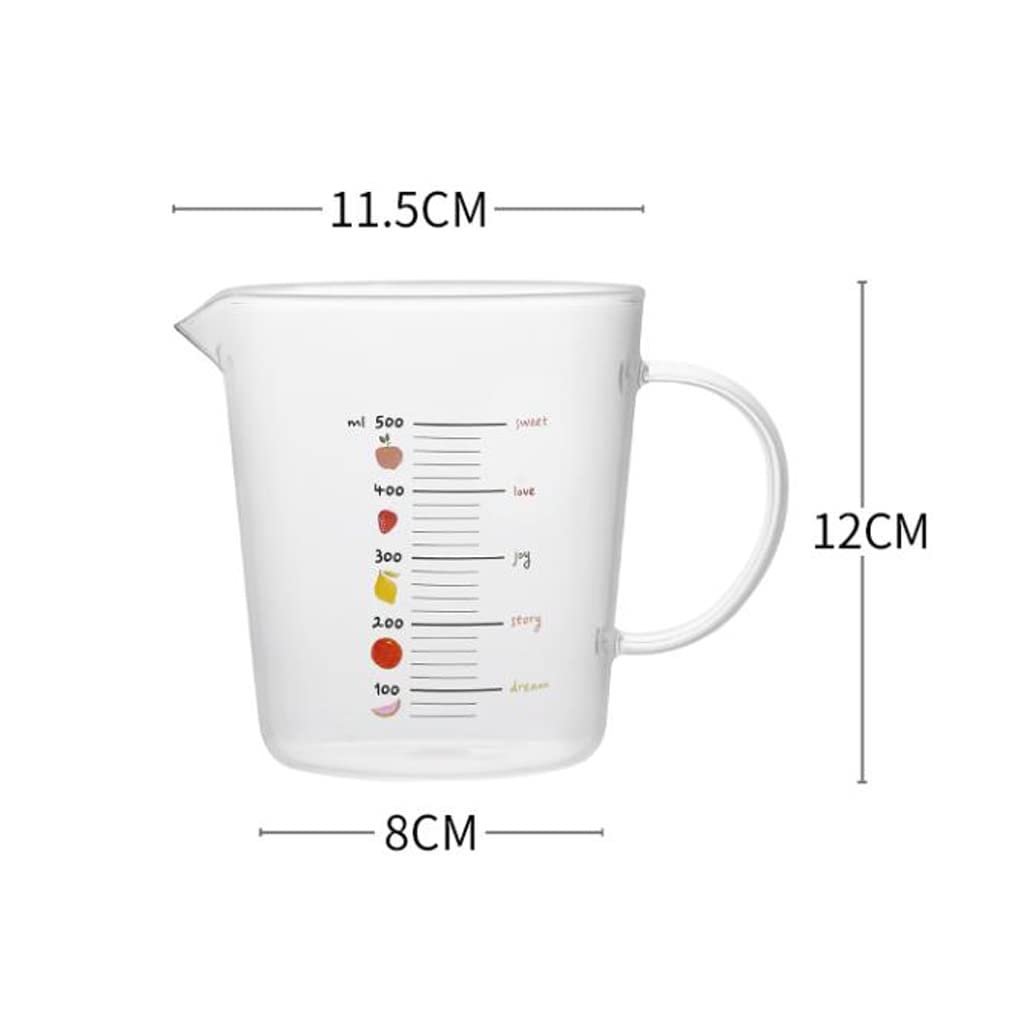 Tasse à mesurer avec échelle pour la Maison Cuisson Farine Tasse à Battre Verre à Haute teneur en Borosilicate Résistant à la Chaleur Outils auxiliaires Cuisine (500 ML)