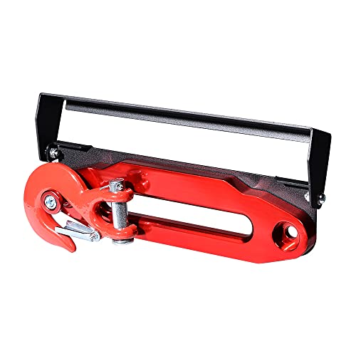 AMOPACORP 10 inch RED Hawse Fairlead 8000-15000 LBs + 254mm Flip-Up Mounted License Plate Holder + Winch Rope Stand Kit for Clevis Slip Hook with 35000LBs (Red/Black, 3