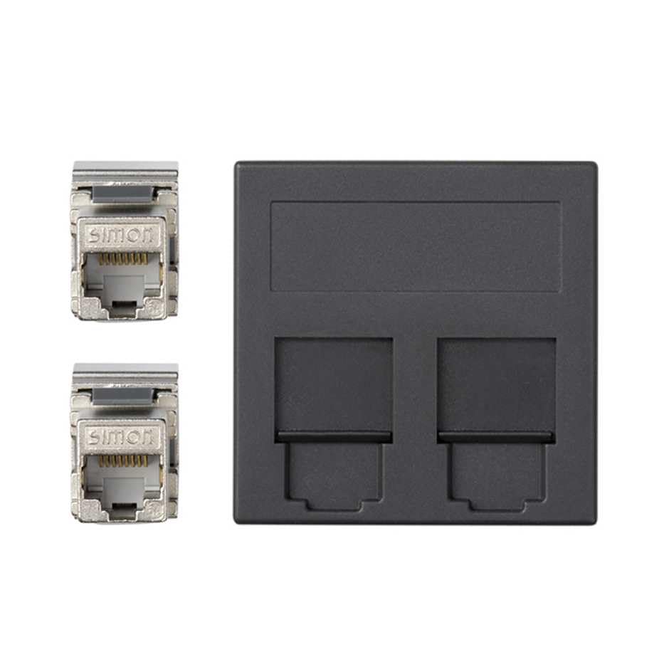 Placa Cat6A FTP avec double sortie blindée coloris grafito