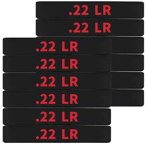 12 Pack Miaozhun .22 LR Magazine Marking Bands .22LR Ammunition Caliber Identification (Black-Red)