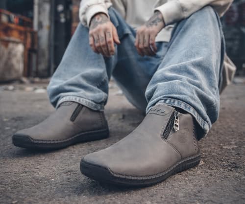 Image of Kraasa Men's Stylish Trendy Sneakers | High Tops Synthetic Side Zipper Casual Shoes | Ultra Soft Cushioned Insole | Airmix Sole Footwear