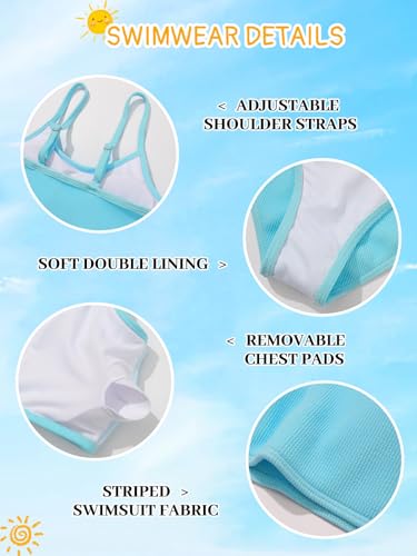 Image of Girl's 2 Piece Swimsuit Solid Spaghetti Strap Bikini Sets Beach Bathing Suit Swimwear for Teen Kids