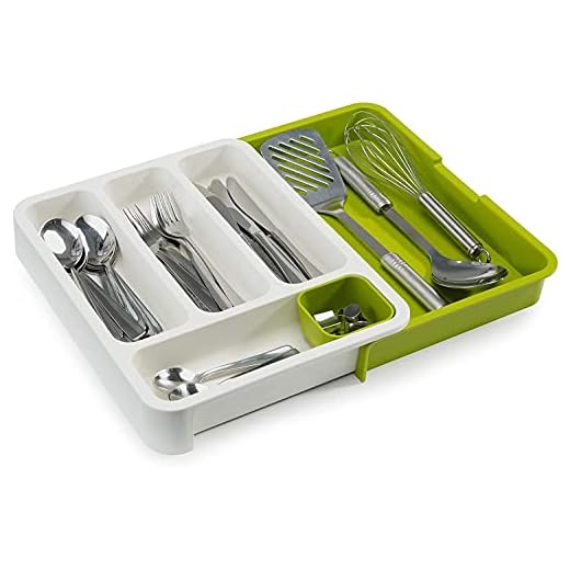 House of Quirk Drawer Store Expandable Cutlery Tray - Green