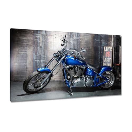 Peinture imprimée sur toile chopper bleu 120x70cm pour salon moderne