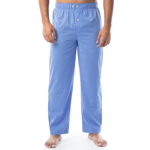 Image of Fruit of the Loom Men's Broadcloth Short Sleeve Top and Long Pants Pajama Set