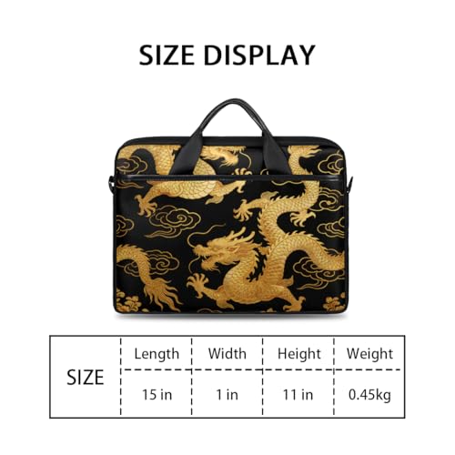 Maletín para portátil con diseño dragón negro y dorado 14-15 pulg miniatura 2