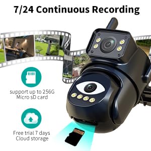 LETSCEE Security Cameras Outdoor WiFi,Cameras for Home Security with Dual Lens,Motion Tracking,Night Vision,24/7 continous Record,Work with NVR/DVR Surveillance System,Weather Proof,SD/Cloud Storage - Thumbnail 3
