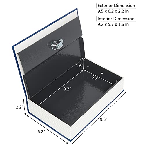 Kasten Book Safe With Key Lock, Diversion Safe Storage Box For Cash And Jewelry, Secret Hidden Compartment, 9.5"X 6.2"X 2.2", Blue #TOP3