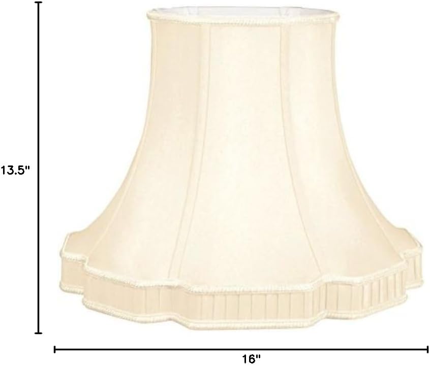 Royal Designs Oval Bell Scallop with Bottom Gallery Designer Lamp Shade, Eggshell, (7 x 5.5) x (14 x 11.25) x 11