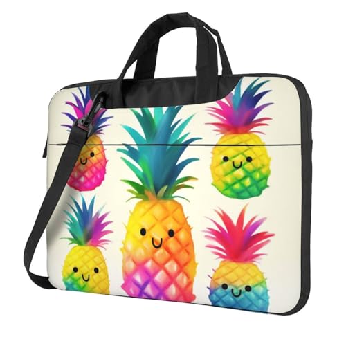 Sac à bandoulière pour ordinateur portable sacoche housse de protection ananas arc-en-ciel