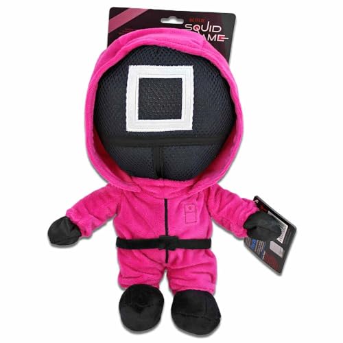 Play by Play Juego de calamares Peluche – 28 cm, figura de felpa con chaqueta rosa, detalles bordados, artículo original con licencia, diferentes símbolos a elegir (cuadrado)