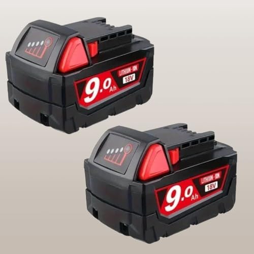 18V 9.0Ah Ultra-High Capacity Replacement for Milwaukee 18V Battery Compatible with Milwaukee 18 Volt Batteries 48-11-1815 48-11-1820 48-11-1828 48-11-1830 48-11-1840 48-11-1850 48-11-1852 (2-Pack)