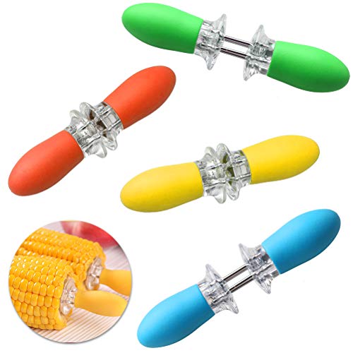 Abaodam 12pezzi Supporto Per Pannocchie in Silicone e Acciaio Sicurezza Design Per Uso Quotidiano e Multifunzione Per Barbecue e