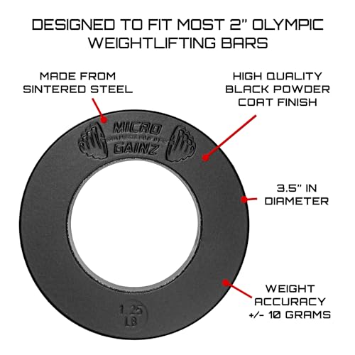 Image of Micro Gainz Calibrated Fractional Weight Plate Set of 2 Plates, Choose Set (.25LB-1.25LB), Designed for Olympic Barbells for Strength Training & Micro Loading Bar Weights, Made in USA