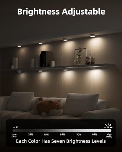 EZVALO Puck Lights with Remote,1200mAh Rechargeable Tap Light,RGB Display Lighting, Wireless Closet Light,Under Cabinet Lighs,Sitck On Lights for Halloween Decorations, Kitchen,Closet,Pantry(6 Packs) image 5
