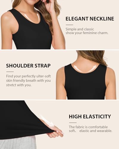 Image of AMVELOP Elastic Tank Tops for Women Undershirts Pack of 4 Slim-Fit
