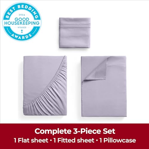 Image of Mellanni Extra Deep Twin Sheets - 3 PC Iconic Collection Bedding | Hotel Luxury, Ultra Soft, Cooling Bed Sheets - Wrinkle, Fade, Stain Resistant (Twin, Lavender)