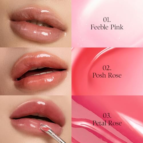 Image of Lip Volumizer 3-Color Gift Set (Feeble Pink, Posh Rose, Petal Rose) , Hydrating Lip Gloss, Fuller Lips, Juicy & Glossy Finish, Vegan Ceramide & Vitamin C & E (0.17 fl oz. x 3)