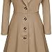 Maiyifu-GJ Women's Winter Warm Wool Dress Overcoat Notch Lapel Single Breasted Coat Elegant Lapel Long Trench Coat Jacket (Khaki,Large)