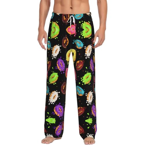 Pantalon de pyjama homme imprimé donut léger et confortable en coton
