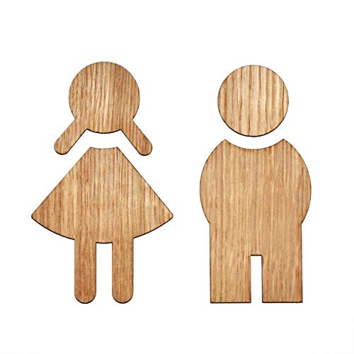 Pictogramme en bois femme et homme 120 mm pour signalétique WC et douche