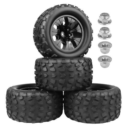 AllinRC 1/10 Scale RC Truck Wheels and Tires 2.8' Monster Tires 12mm Hex for Traxxas Rustler...