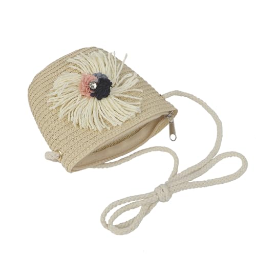 Little Girls Straw Beach Hat with Shoulder Bag Set Summer UV Protection Sun Hat Wide Brim Floppy Cap3