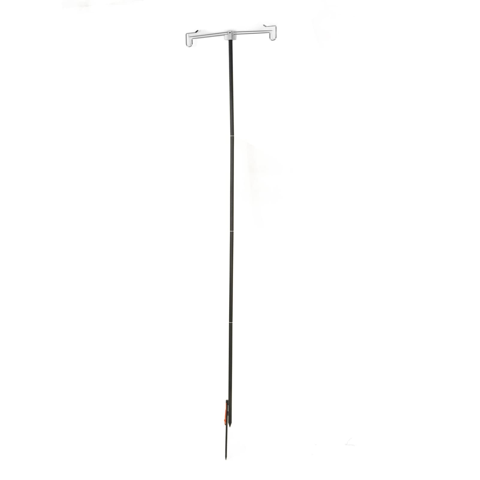 Outdoor Lamp Stand Foldable Double Hooks Height Adjustable Light Hanging Pole with Ground Spike for Camping Aluminum Alloy 65.5 186cm