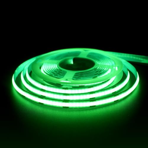 Image of 5V 8mm Width USB COB LED Strip Lights,Green,320LEDs /M,8W /M,CRI90,16.4FT /5M,Electroplated Double-Sided Panel Light Strip,Waterproof IP20,Flexible Strip for Indoor Decoration