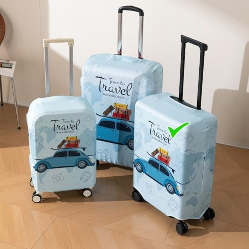Image of HOKIPO Suitcase Covers for Trolley Suitcase, 220gsm Durable and Washable, Medium (21-22inch) - Road Trip (AR-6344-D13)