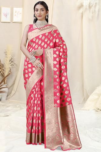 Image of MIRCHI FASHION Women Saree | Banarasi Silk Woven Design Daily Regular Use Sari with Blouse