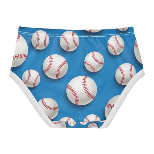 White Baseballs Blue Toddler Cotton Underwear, Girls Underwear Cotton, 2T–8 Years2