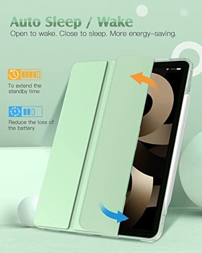 TiMOVO Case for New iPad Air 5th/4th Generation 2022/2020, iPad Air 5/4 Case 10.9-inch with Apple Pencil Holder, Light Weight Slim Back Protective Smart Case with Auto Wake/Sleep - Green