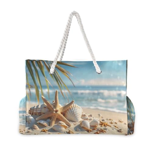 Sunny Beach Scene Beach Bag & Travel Tote Bag Large Sandproof Wet Pouch for Gym Travel, Lightweight Outdoor Bag2