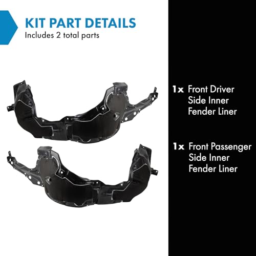 Image of TRQ Front Driver and Passenger Side Inner Fender Liner Set Compatible with 2016-2021 Nissan Maxima