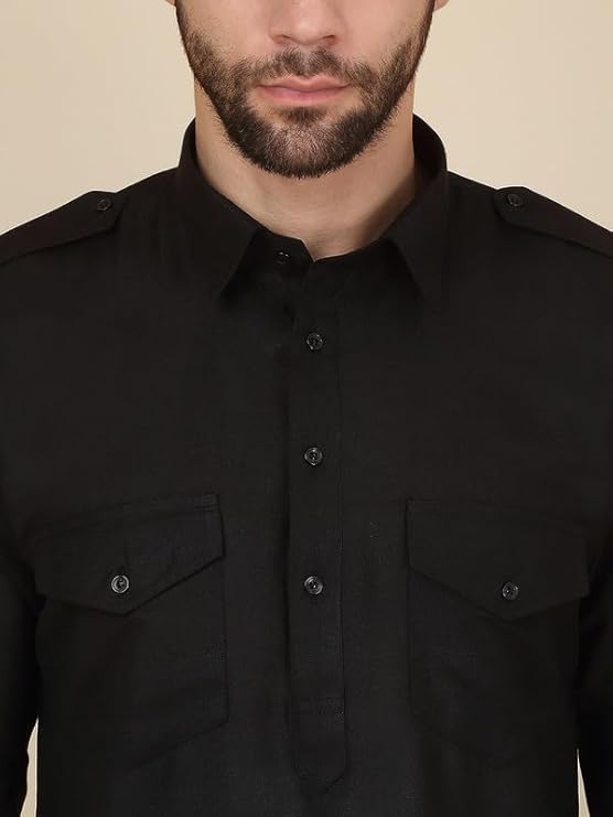 Cotton Pathani Kurta With Drawstring Salwar Set For Men | Long Sleeve Traditional Kurta Pajama | Styling OutFit Look4