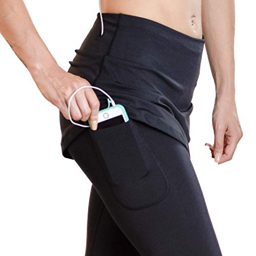 Sport-it Womens Capri Skirt, Active Skapri with Pockets, Running Skirted Leggings, Athletic Skort (XX-Large) Black - Thumbnail 3