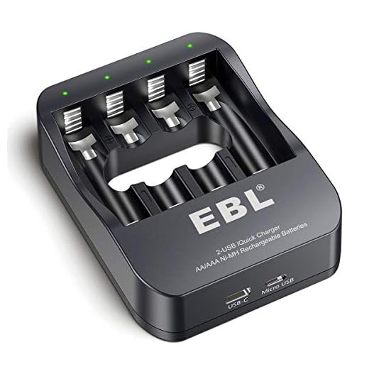 EBL Smart AA AAA NiMH Rechargeable Battery Charger - 2A USB Charging Port 2 Hour Quick Charger