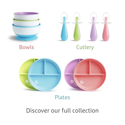 Munchkin Stay Put Baby Saugnapf Schalen Set | Baby Schalen für Beikosteinführung | Saugnapf Essgeschirr Set für Babys & Kleinkinder ab 6 Monaten | BPA-frei Beikost Set | 3er Pack