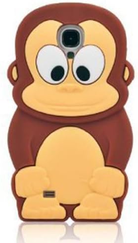 FJX New Cute 3D Cartoon Monkey Soft Silicone Case Cover for Samsung Galaxy S4 I9500 (Brown)