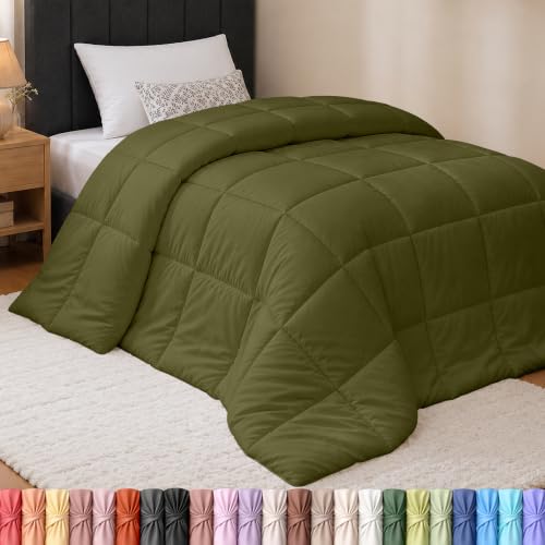 Image of Utopia Bedding Twin Comforter, Duvet Insert, Olive Green, 64 x 88 Inches