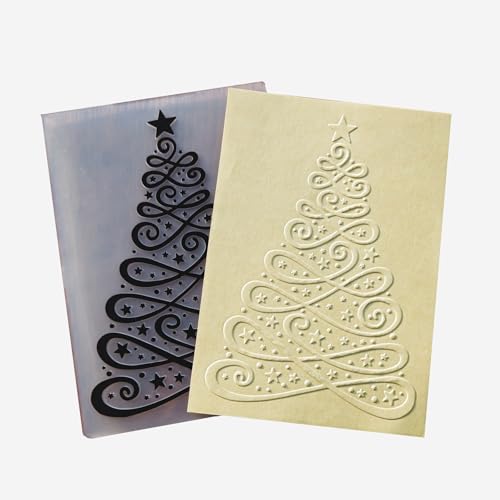 Arbuya Christmas Tree Texture 3D Large Plastic Embossing Folders for Card Making or Journaling Flowers DIY Template Photo Album Paper Handmade Scrapbooking Craft Decoration Mold 5.82