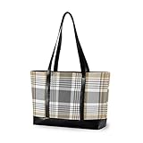 Marke: XiangHeFu XiangHeFu Computer Lebensmittelgeschäft Große Kapazität Einfache Muster Platin Karierte Karierte Mode Handtasche Lässige Einkaufstasche