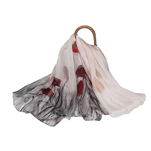 FELOVE Bufandas 100% Seda Flores Mujer de Chal Wraps Estolas Madre de regalos gama de Morera Pañuelo para Mujeres Cover