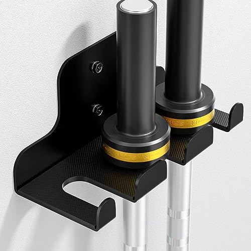 Image of JNIHEEP Olympic Barbell Hanger,Garage Gym Bar Wall Rack,Vertical Barbell Mount Rack,Black Powder Coated,Space Saving Commercial or Home Gym Accessory,Holds Under 33mm Bar Size