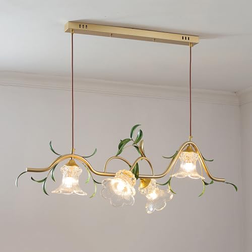 Suspension longue linéaire en verre pour îlot de cuisine et table de salle à manger vintage