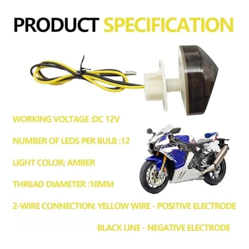 Clignotants LED universels pour motos 12V éclairage ambre intense - 6