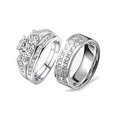 TWO RINGS Wedding Ring Sets His And Hers Promise Ring Couples Bridal Sets Women 925 Sterling Silver aaa Cz Man Titanium Wedding Bands