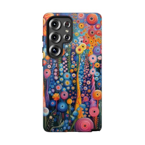 Coque Samsung S25 Ultra orange motif floral abstrait rigide