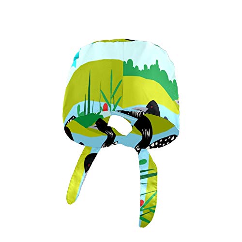 Working Cap with Sweatband Adjustable Tie Back Hats for Women Men,Unisex Hair Cover Hiking Camping Hat Gift One Size Bird Loon